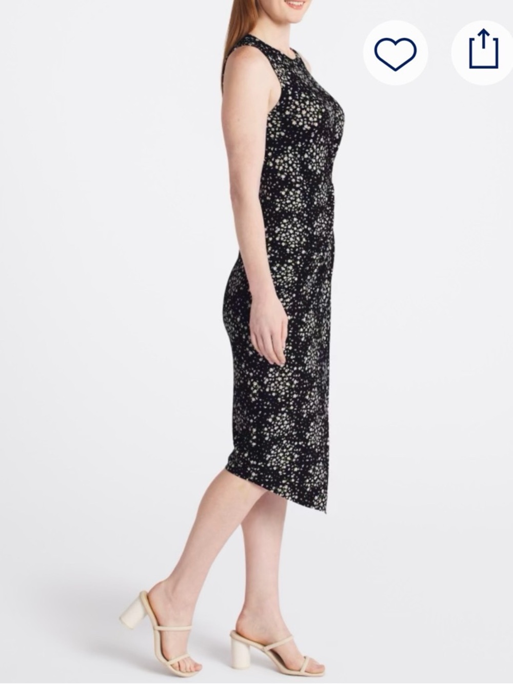 Floral Black & White Sleeveless Midi Dress  Size  XL - Picture 4 of 10